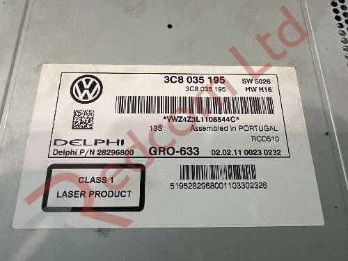 VOLKSWAGEN SCIROCCO 2008-2014 STEREO RADIO HEAD UNIT CD PLAYER NO CODE
